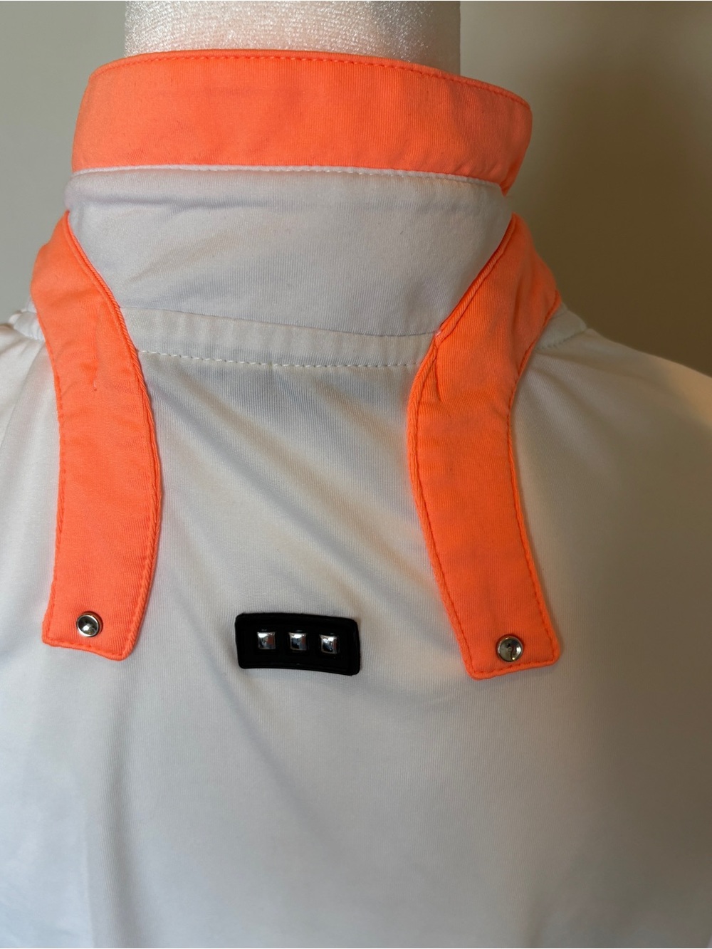 Jamie Sadock White Long Sleeve Half-Zip Top with Neon Orange Accents - Picture 3 of 5